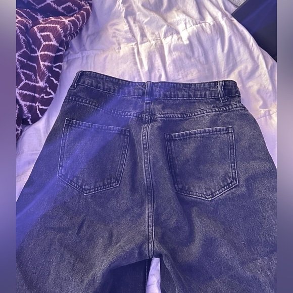 H&M Black Wide Leg High Waisted Jeans size 10 with rips - Picture 2 of 2